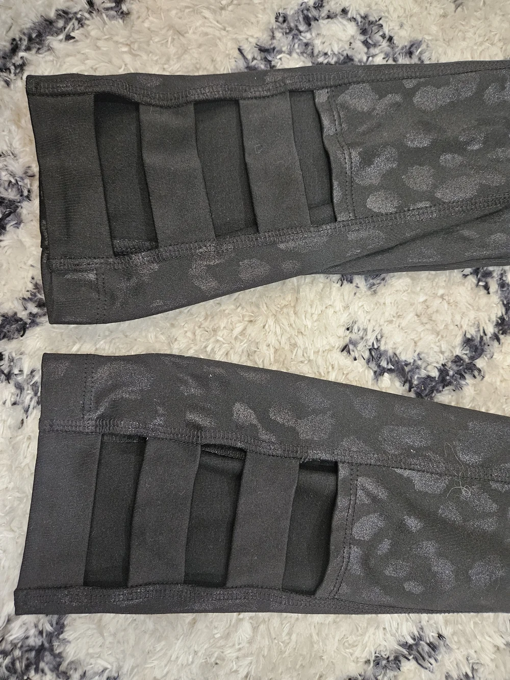 Justice Black Leopard-Print Leggings with Strappy Hem